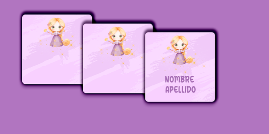 ETIQUETAS PERSONALIZADAS RAPUNZEL CUADRADA