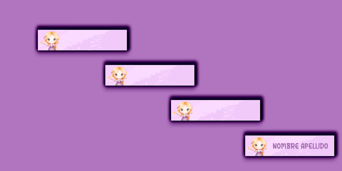 ETIQUETAS PERSONALIZADAS RAPUNZEL LAPIZ