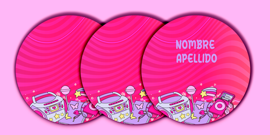 ETIQUETAS PERSONALIZADAS RETRO REDONDA