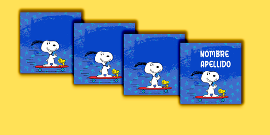 ETIQUETAS PERSONALIZADAS SNOOPY CUADRADA
