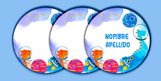 ETIQUETAS PERSONALIZADAS SPACE REDONDA