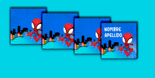 ETIQUETAS PERSONALIZADAS SPIDERMAN CUADRADA