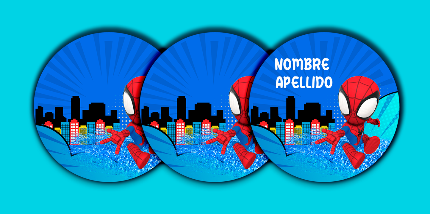 ETIQUETAS PERSONALIZADAS SPIDERMAN REDONDA