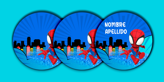 ETIQUETAS PERSONALIZADAS SPIDERMAN REDONDA