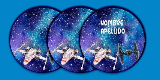 ETIQUETAS PERSONALIZADAS STAR WARS REDONDA