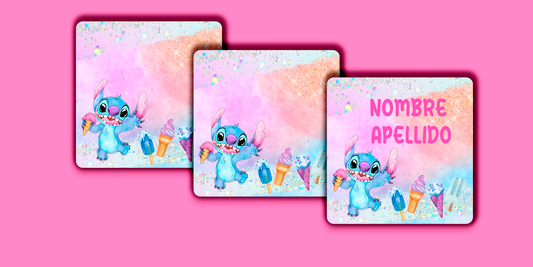 ETIQUETAS PERSONALIZADAS STITCH CUADRADA