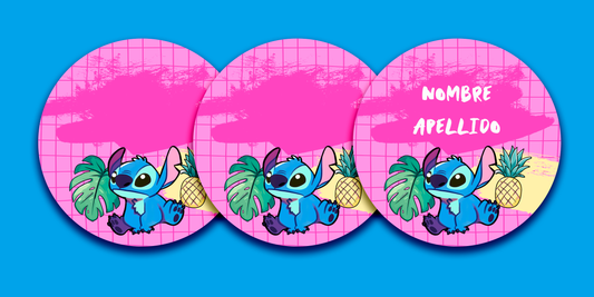 ETIQUETAS PERSONALIZADAS STITCH REDONDA
