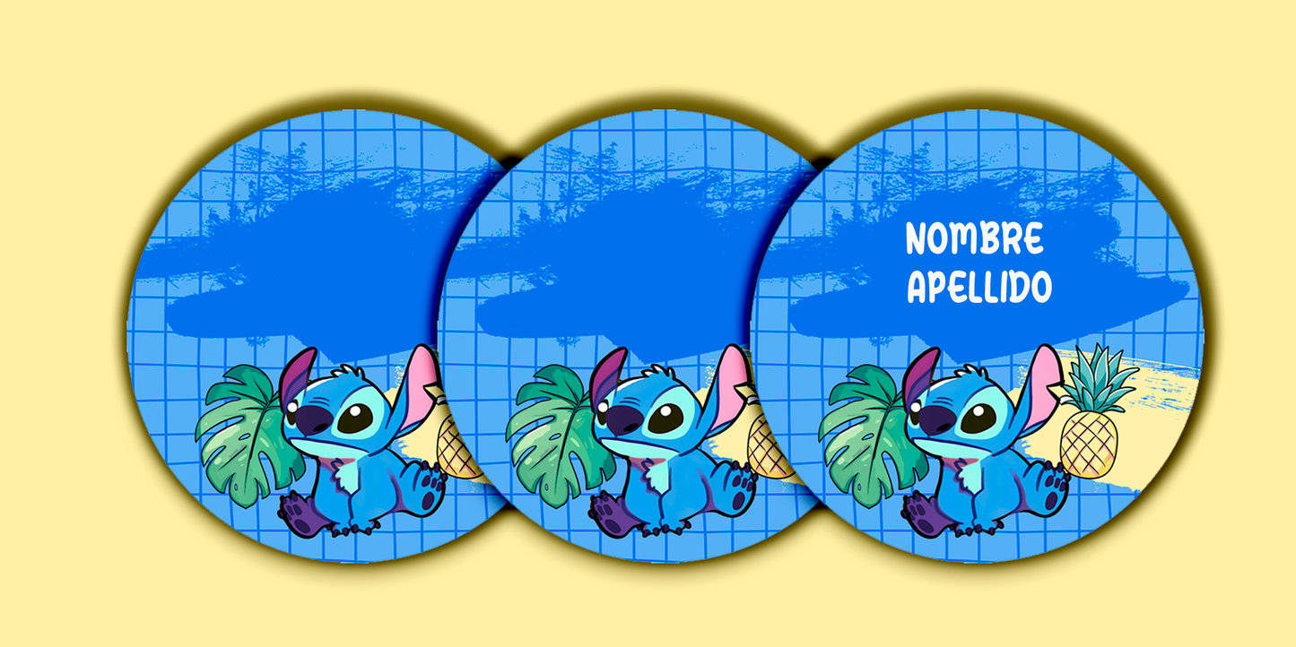 ETIQUETAS PERSONALIZADAS STITCH REDONDA