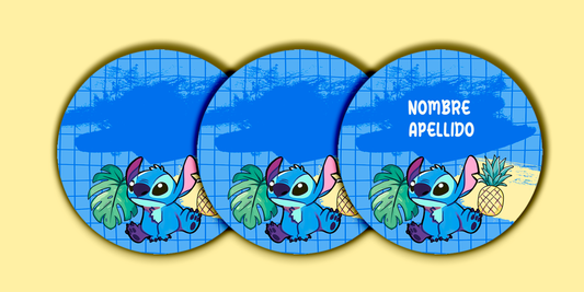 ETIQUETAS PERSONALIZADAS STITCH REDONDA