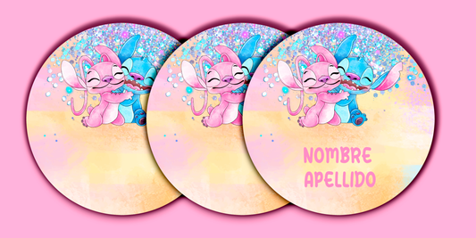 ETIQUETAS PERSONALIZADAS STITCH REDONDA