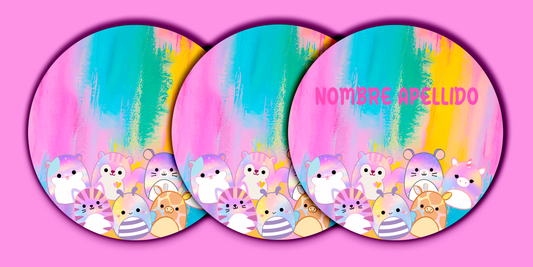 ETIQUETAS PERSONALIZADAS SQUISHMALLOW REDONDA