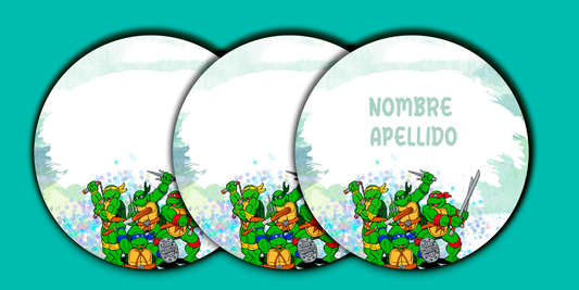 ETIQUETAS PERSONALIZADAS TORTUGAS REDONDA