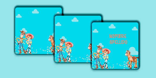 ETIQUETAS PERSONALIZADAS TOY STORY CUADRADA