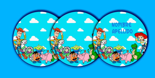 ETIQUETAS PERSONALIZADAS TOY STORY REDONDA