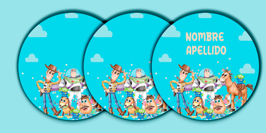 ETIQUETAS PERSONALIZADAS TOY STORY REDONDA