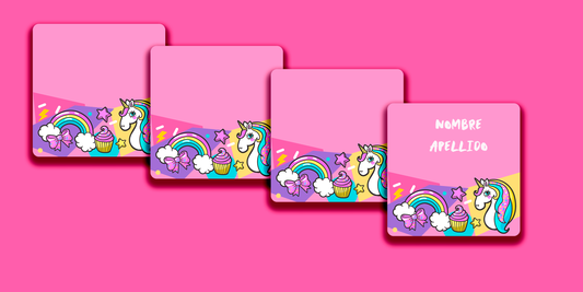 ETIQUETAS PERSONALIZADAS UNICORNIO CUADRADA