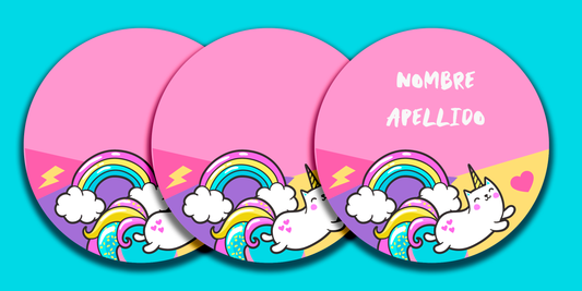 ETIQUETAS PERSONALIZADAS UNICORNIO REDONDA