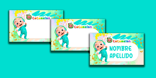 ETIQUETAS PERSONALIZADAS COCOMELON RECTANGULAR
