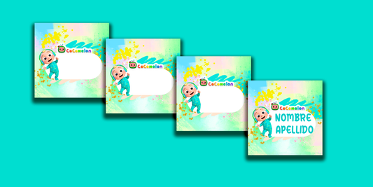 ETIQUETAS PERSONALIZADAS COCOMELON CUADRADA