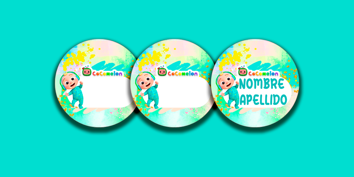 ETIQUETAS PERSONALIZADAS COCOMELON REDONDA