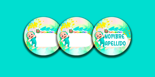 ETIQUETAS PERSONALIZADAS COCOMELON REDONDA