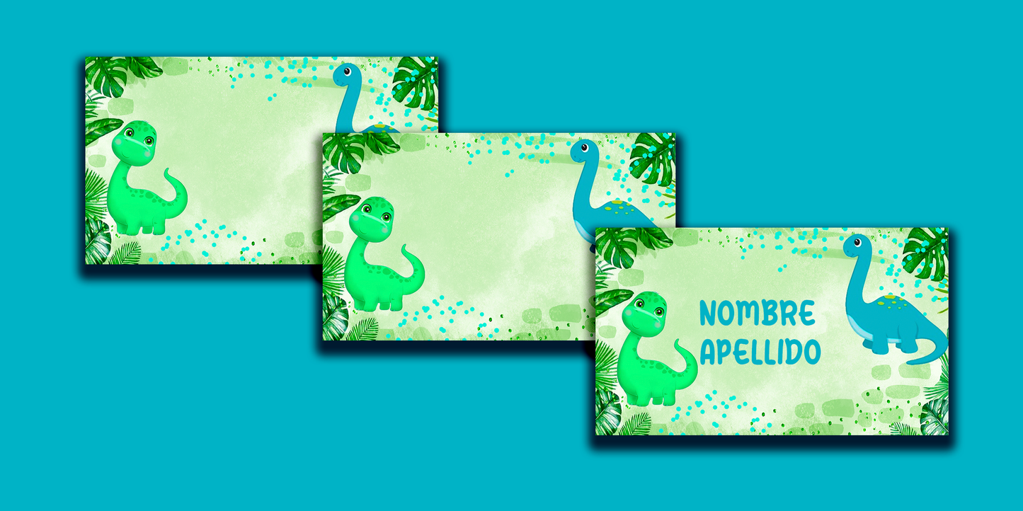 ETIQUETAS PERSONALIZADAS DINOSAURIO RECTANGULAR