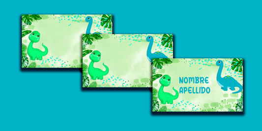 ETIQUETAS PERSONALIZADAS DINOSAURIO RECTANGULAR